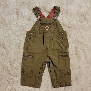 JANIE AND JACK KHAKI OVERALLS, SIZE 3-6 MONTHS